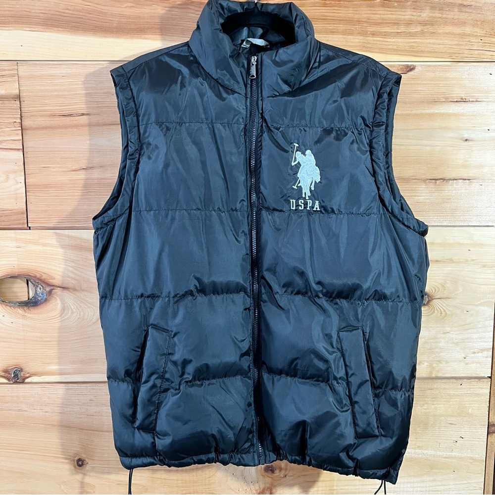 U.S. Polo Assn. Black Puffer Vest Iconic BIG PONY Logo Ski Sport GQ Gorpcore